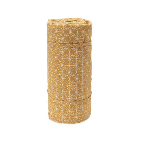 Ankisa Picnic Blanket mustard & natural white & green grey, 100% cotton & 100% polyester