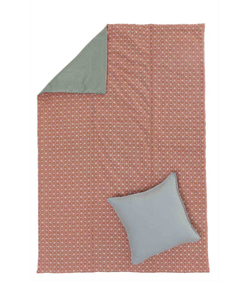 Ankisa Picnic Blanket terracotta & sage green & natural white, 100% cotton