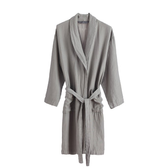 Antero Bathrobe light grey, 55% cotton & 45% linen