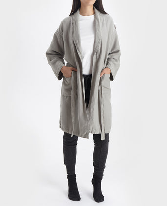 Antero Bathrobe light grey, 55% cotton & 45% linen