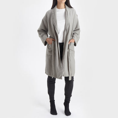 Antero Bathrobe light grey, 55% cotton & 45% linen