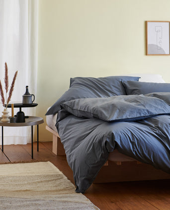 Areias Percale Bed Linen [Dark grey blue/Light grey blue]