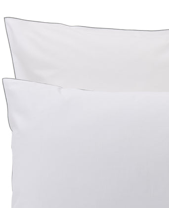 Areias Percale Bed Linen [White/Green grey]