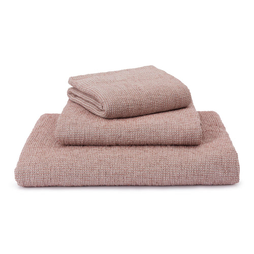 Arneiro Flannel Towel rosewood & natural white, 60% cotton & 40% linen