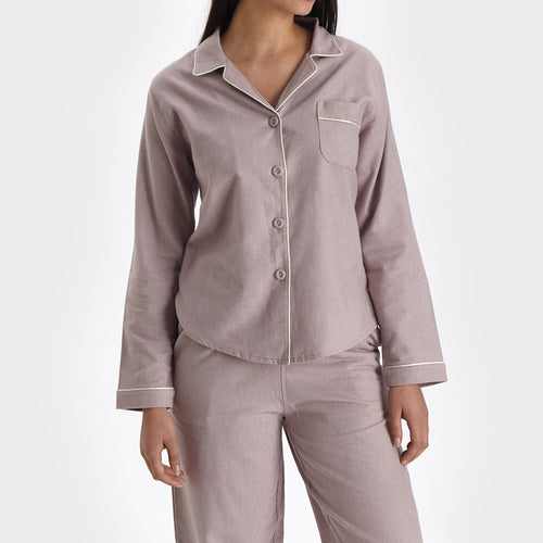 Arove pyjama, light mauve & natural white, 100% organic cotton