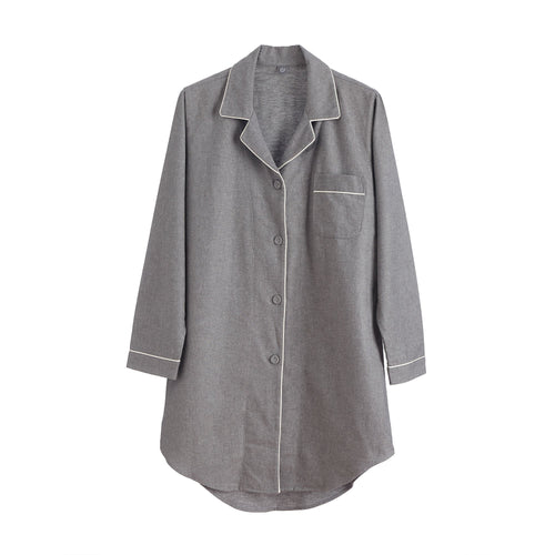 Arove Nightshirt stone grey & natural white, 100% organic cotton | URBANARA nightwear