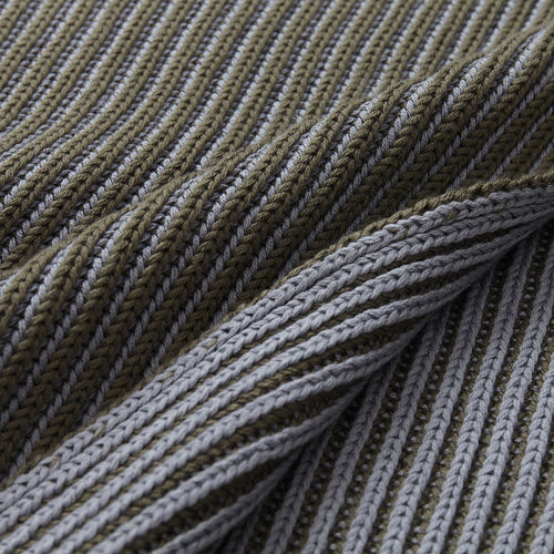 Azoia Blanket olive green & silver grey, 100% organic cotton | URBANARA cotton blankets