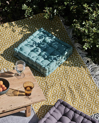 Barota Outdoor Rug bright mustard & white, 100% pet