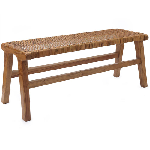 Bakaru Rattan Bench natural, 100% rattan & 100% teak wood | Find the perfect small furniture