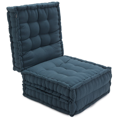 Bakoda Folding Mattress teal, 100% cotton | URBANARA stools & poufs