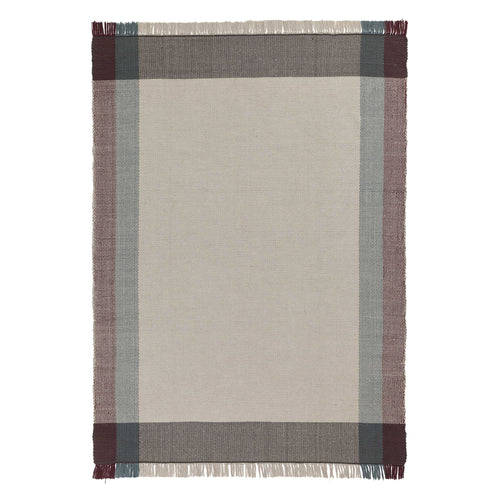 Bapeu rug, light grey & teal & bordeaux red, 100% cotton | URBANARA cotton rugs