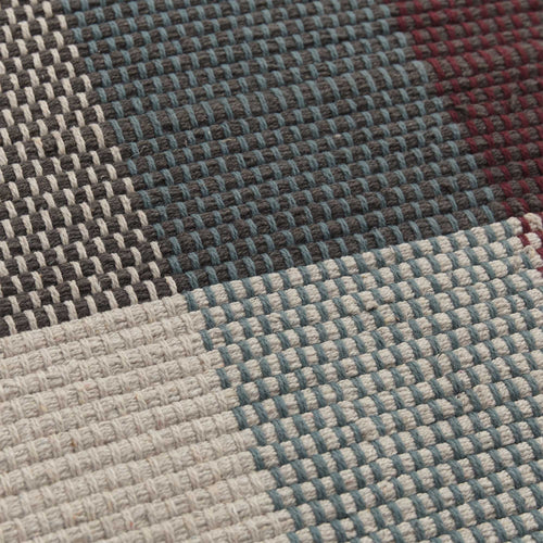 Bapeu rug in light grey & teal & bordeaux red, 100% cotton |Find the perfect cotton rugs