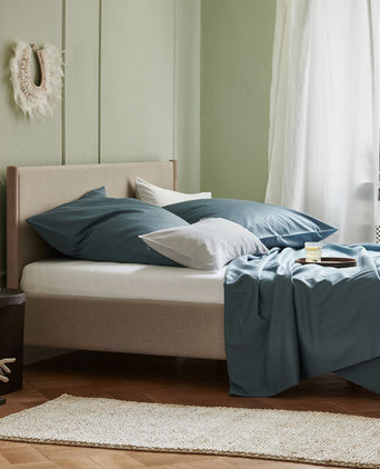 Oufeiro Sateen Bed Linen pale teal, 100% organic cotton