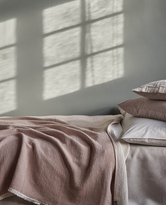 Anaba Bedspread terracotta & natural white, 100% cotton