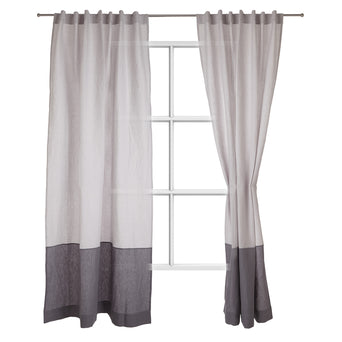 Cataya Linen Curtain light grey & charcoal, 100% linen