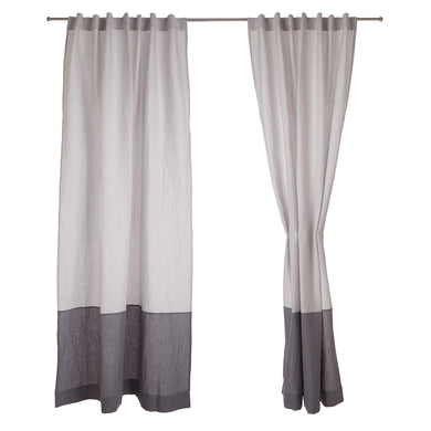 Cataya Linen Curtain light grey & charcoal, 100% linen