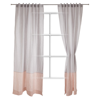 Cataya Linen Curtain light grey & light pink, 100% linen