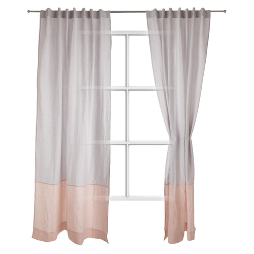 Cataya Linen Curtain light grey & light pink, 100% linen