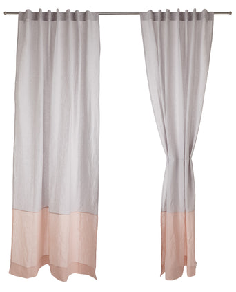 Cataya Linen Curtain light grey & light pink, 100% linen