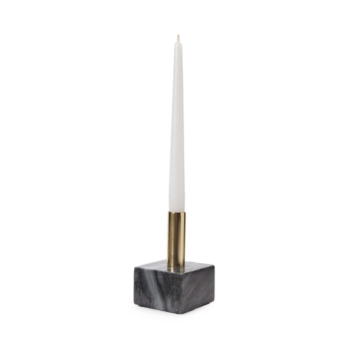 Chambal candle holder, black, 100% marble