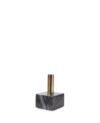 Chambal candle holder, black, 100% marble