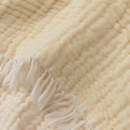 Blanket Couco Butter & Natural white, 100% Cotton | URBANARA Cotton Blankets