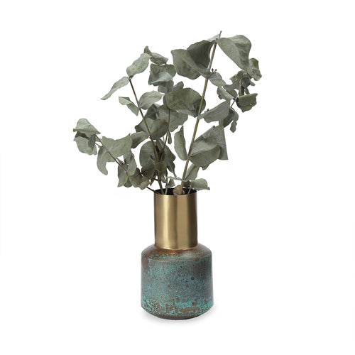 Dapoli Vase brass & turquoise, 100% metal | URBANARA vases