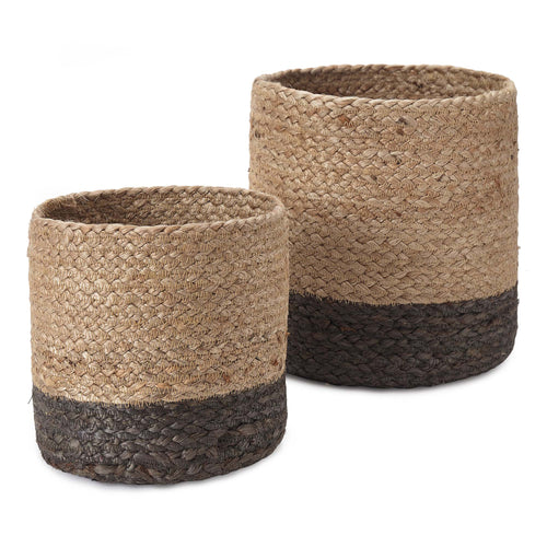 Dasai Basket, Set of 2 natural & charcoal, 100% jute