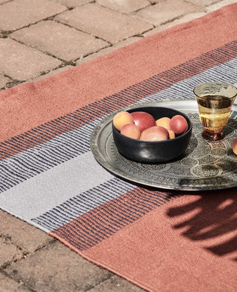 Indari Rug dark grey blue & pigeon blue & terracotta, 100% pet