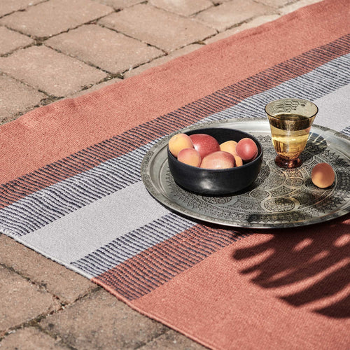 Indari Rug in dark grey blue & pigeon blue & terracotta | Home & Living inspiration | URBANARA
