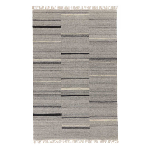 Dindori Rug grey melange & charcoal, 100% wool | URBANARA wool rugs