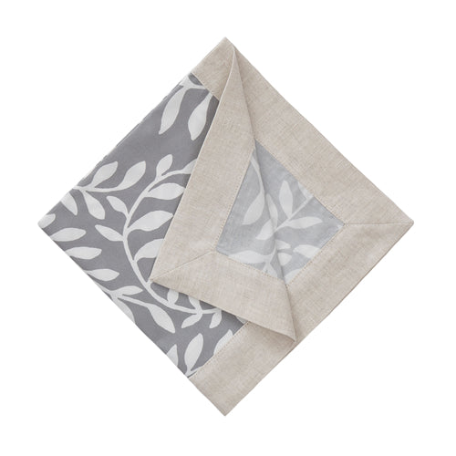 Eixo Napkin Set grey & white & natural, 100% cotton & 100% linen
