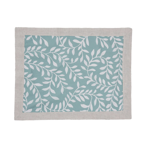 Eixo Place Mat grey green & white & natural, 100% cotton & 100% linen