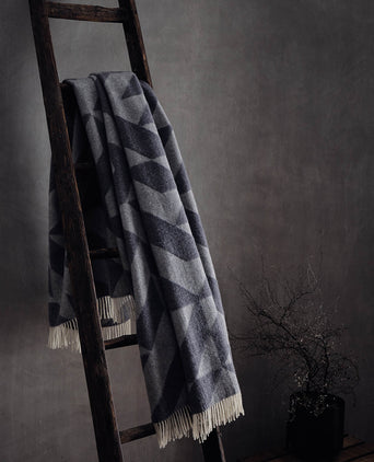 Farum Merino Blanket light grey & grey, 100% merino wool