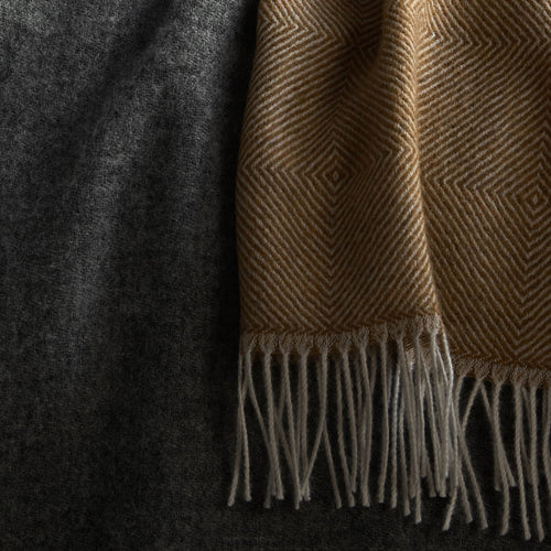 Alanga blanket, mustard & off-white, 100% baby alpaca wool | URBANARA alpaca blankets