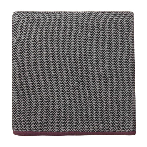 Foligno Cashmere Blanket black & cream & raspberry rose, 100% cashmere wool