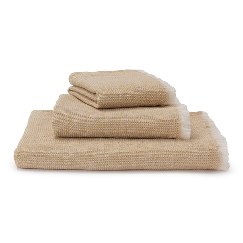 Fraiao Linen Cotton Towel [Pale Ochre & Natural]
