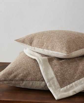 Fyn Large Cushion brown & natural, 95% new wool & 5% linen