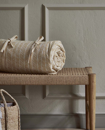 Mallur Picnic Blanket mustard & off-white, 100% cotton
