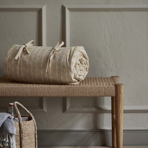 Mallur Picnic Blanket in mustard & off-white | Home & Living inspiration | URBANARA