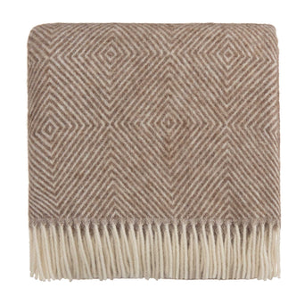Gotland Dia Wool Blanket light brown & cream, 100% new wool