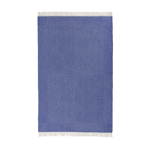 Gotland Wool Blanket ultramarine & cream, 100% new wool | URBANARA wool blankets