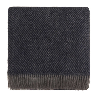 Gotland Dia Wool Blanket dark blue & grey, 100% new wool