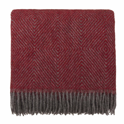 Gotland Dia Wool Blanket red & grey, 100% new wool