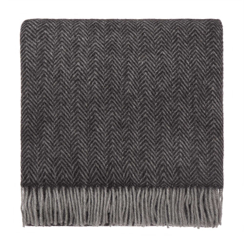 Gotland Sheri Blanket charcoal & grey, 100% new wool