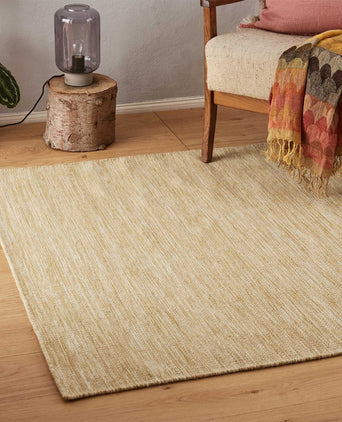 Gravlev Rug mustard & off-white, 50% new wool & 50% cotton