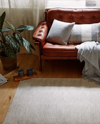 Gravlev Rug grey & light grey & off-white, 50% new wool & 50% cotton