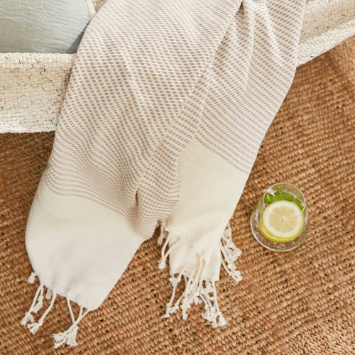 Dusty Rose & Natural white Hammam Towel Bolu | Home & Living inspiration | URBANARA