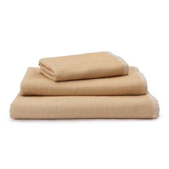 Ilhavo Towel ochre & natural white, 100% organic cotton