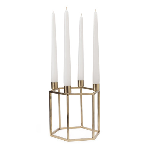 Indore candle holder, brass, 100% metal